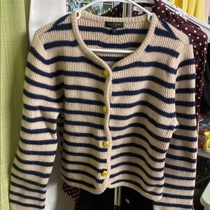 Rag & Bone Blue and Cream Striped Cardigan Sweater